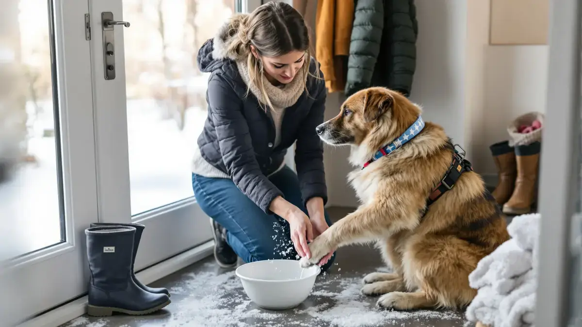 Tento jednoduchý krok po každé procházce účinně chrání tlapky vašeho psa během mrazů